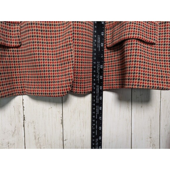 Vintage Houndstooth Blazer Red Navy Check Womens XL Preppy Retro Academia Office - Picture 7 of 9